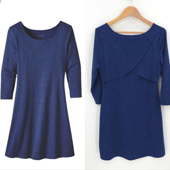 Patagonia Seabrook Dress 3/4 Sleeve Quick Drying UPF 50 Harvest Moon Blue - Picture 1 of 13